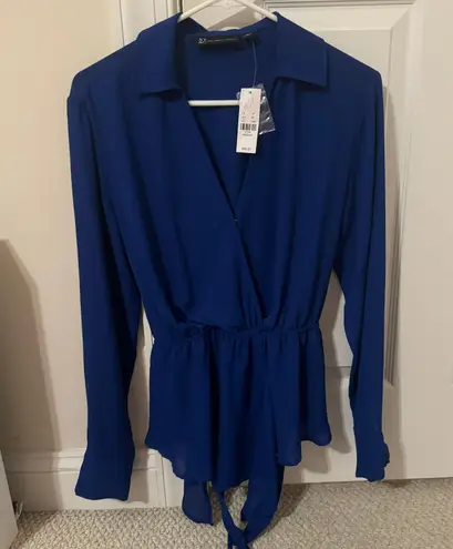 New York & Co. blue long sleeve blouse medium NWT