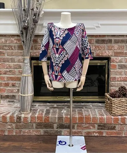 Renee C . purple multi patterned long sleeved top / S / Excellent condition