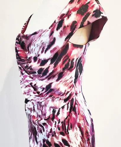 Tadashi Shoji Fuschia | White Leopard Print Square Neck Ruched Sheath Dress 8