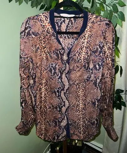 Rebecca Taylor  Silk Button Down Long Sleeve Snake Skin Print Top size 6