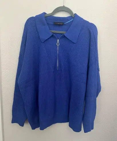 Lane Bryant NWOT  Size 22 / 24 Classic Half-Zip Ribbed Pullover Sweater Blue