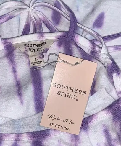 Beach By Exist Southern Spirit Womens Strappy Tank Top Tie Dye Maybe Next Year Purple Large