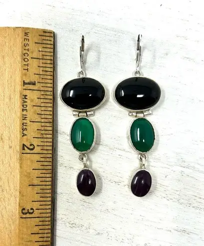 Onyx TAXCO , gemstones dangle earrings