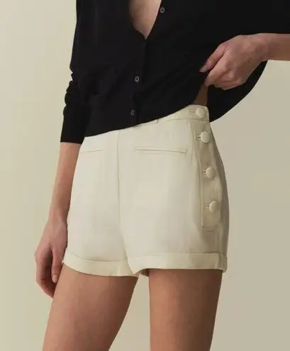 💕DOEN Avon Short Ultra High Rise Cuffed Hem Sailor Shorts Magnolia Ivory 6 NWT White