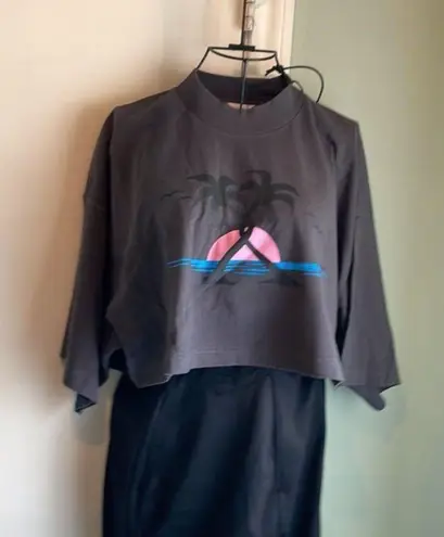 Palm Angels cropped dark gray T shirt L