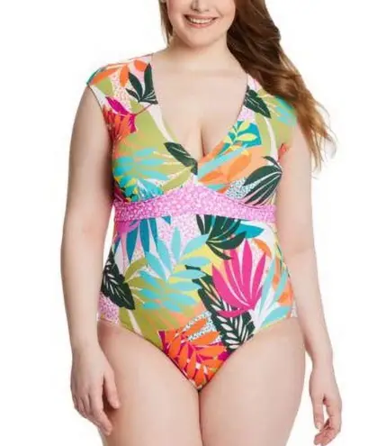 Bleu Rod Beattie Bleu | Rod Beattie Wild At Heart Cap Sleeve Mio One-Piece Swimsuit Size 22W, NWT