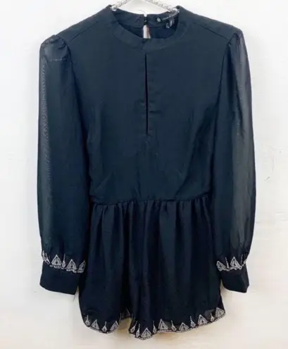 House of Harlow  Size Small Black Hendrix Shorts One Piece Long Sleeve Romper