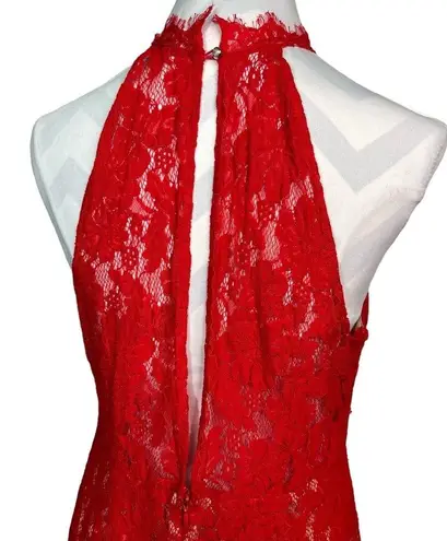 Sans Souci Red Lace Halter Sleeveless bodycon Dress Size XL