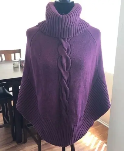 Maison Jules Womens Cable Knit Turtleneck Poncho