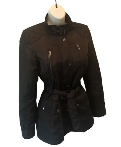 Banana Republic Black Trench Coat Belted Black With Pockets Size XS