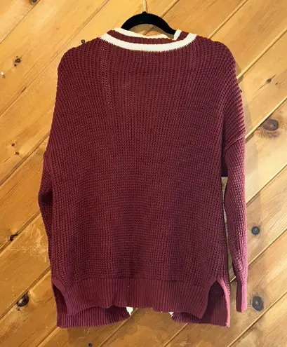 Universal Threads Universal thread chunky knit maroon varsity style cardigan sweater