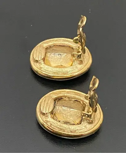 Givenchy Vintage New York Goldtone Oval Clear Crystal Rhinestone Clip Earrings