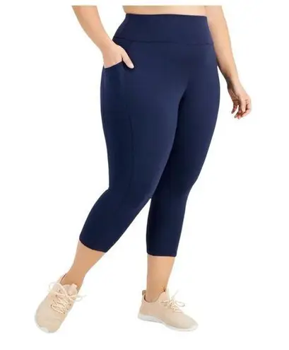 Ideology New Womens Plus Stretch High Rise Leggings Blue 2X