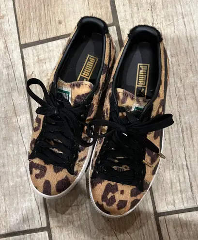Puma Animal Print Leopard Fur Sneakers Runners Trainers  Clyde Suits Casual Shoes
