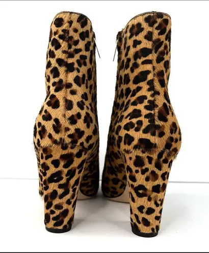 Jimmy Choo Mirren Calf Hair Leopard Print Fur Side Zip Fur Ankle Boots Size 39