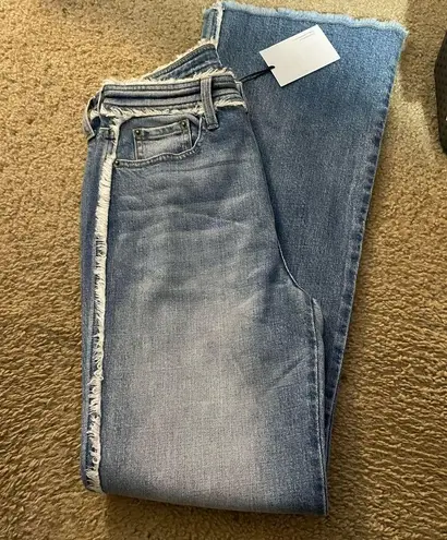 Pistola Flare Leg Jeans Fringed Edges Distressed Blue Size 27 Tall NWT