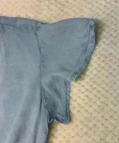 Sim & Sam Blue button down tie short sleeve  sz S beachy resort vacation casual