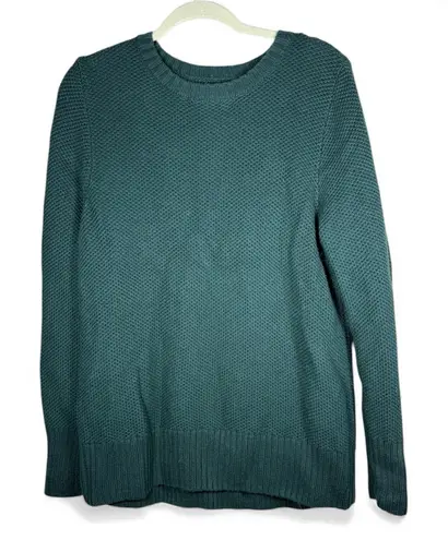 DULUTH TRADING CO Women's Heritage Waffle Stitch Crew Sweater Green Size L Size L