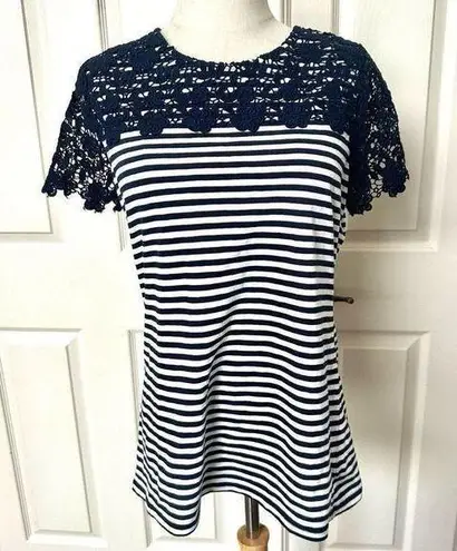 Charter Club striped lace detail short sleeved T shirt