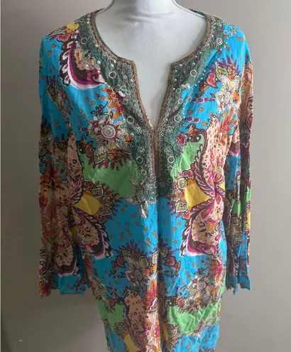 Saint Tropez West Multicolor Paisley Tunic size 1x