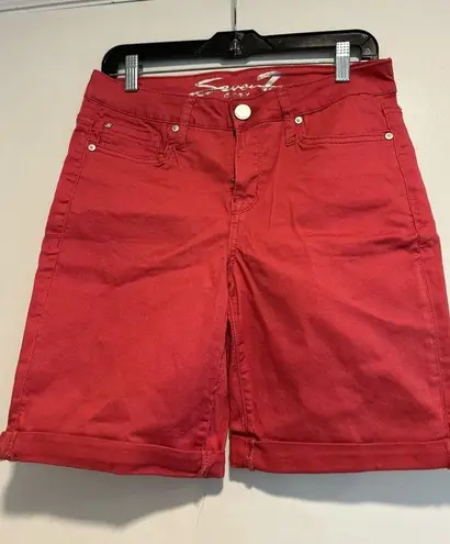 SEVEN 7 jeans. Womens Sz: 4 sunset bermuda shorts Bright Pink Stretch Rolled hem