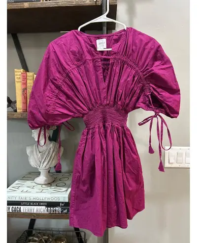 MISA Los Angeles Camila Cinched Mini Dress Orchid Cotton Poplin Womens Size XS