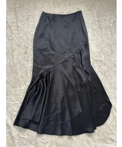 Ralph Lauren Polo  Sz4 Asymmetric Satin Midi Skirt Black - Formal, Black Tie