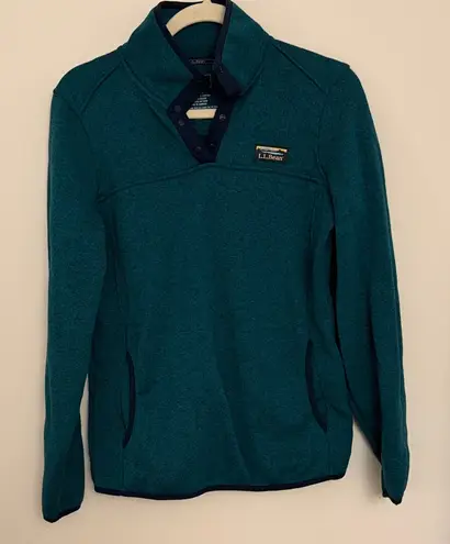 L.L. Bean Women’s Fleece Pullover Teal Quarter Snap Cozy Jacket
