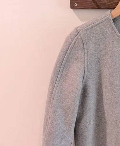 Trademark Almond Collarless Coat Wool Blend Light Grey Size XS Gray