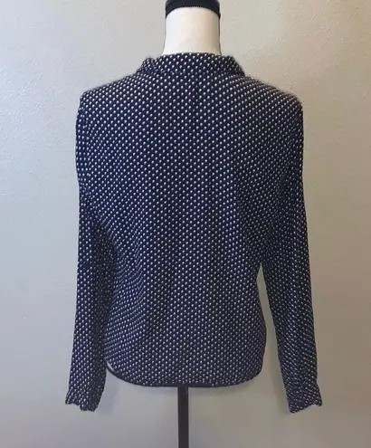 Love Note s polka dot front knot long sleeve button down shirt blue