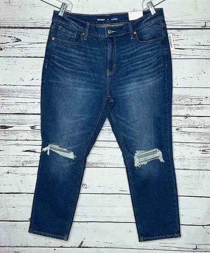 Old Navy  NWT Size 12 Divine Blue Distressed Mid-Rise Boyfriend Denim Jeans