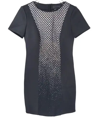 Sachin + Babi Houndstooth Panel Cap Sleeve Sheath Dress in Black/White