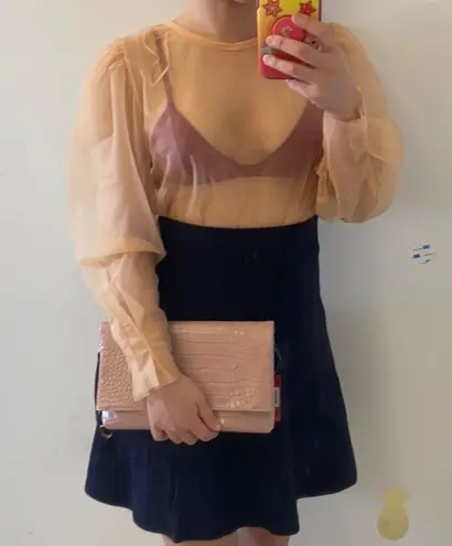 Kelly & Katie pink faux croc clutch