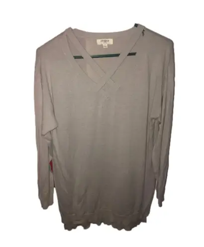 Umgee  𝅺Gray Tunic Sweater w/ Criss-Cross Front Detail