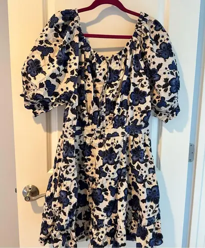 Ulla Johnson NWT Celia Blue Dress Lapis Floral Print Mini Puff Sleeve