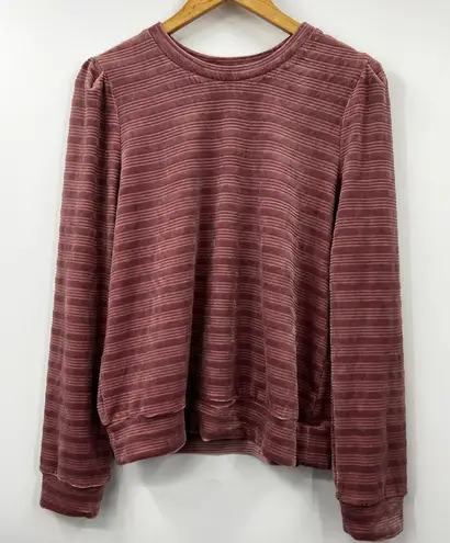 Heartloom Blouse Womens Revolve Somi Stripe Velour Top Long Sleeve Pink M