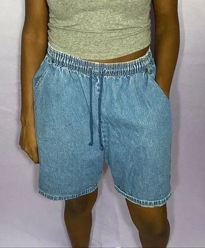 Vtg baggy denim mom shorts with drawstring 28