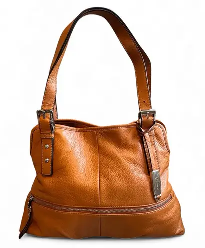 B. Makowsky Pebbled Leather Shoulder Tote Bag in Cognac – Large Tan