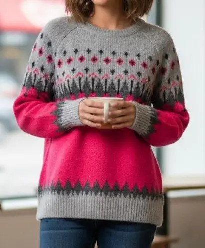 MWT JohnPaulRichard Pink and Gray Crew Neck Sweater size M Size M