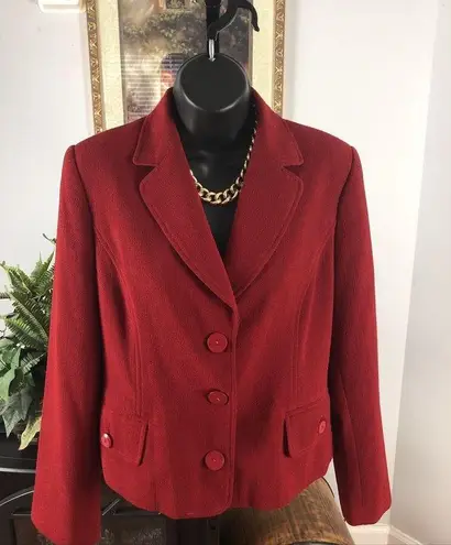 Harve Bernard Womens Collar Lapel Long Sleeve Three Button Jacket Red Size 8