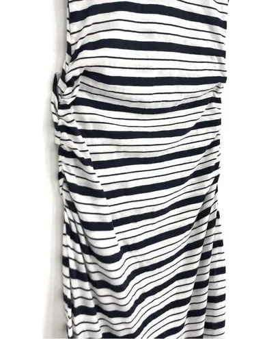 Three Dots Striped Maxi Dress White Navy XS