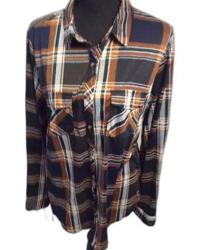 Daytrip  XL Womens Plaid Shirt Long Sleeves Button Front Awesome Back