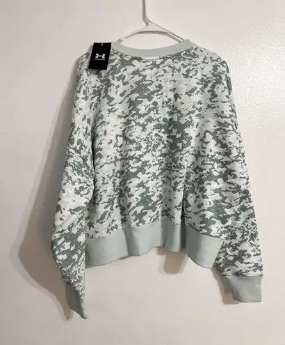 Under Armour NEW NWT Women's UA Rival Fleece Camo Crew Medium Opal Green Long Sleeve Pullover