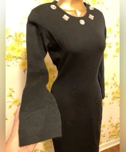Andrea Jovine Vintage black sweater dress 100% wool size XS