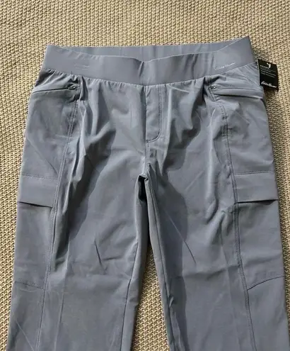 Eddie Bauer  Women's Gray Active Hiking Stretch Pullon Cargo Pants Sz 12 P NWT