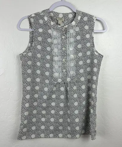 J Crew Women's Sleeveless Scalloped Embellishment White Polka Dots Circles Size 00