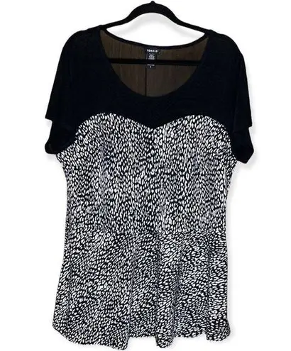 Torrid  | Black Mesh Illusion Top Leopard Peplum Plus Size 3X