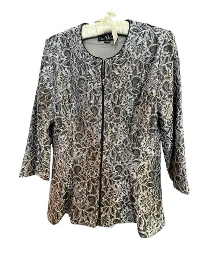 Alex Evenings Lace Jacket Metallic Sparkle Party Career Blazer Size M Regency - Image 1