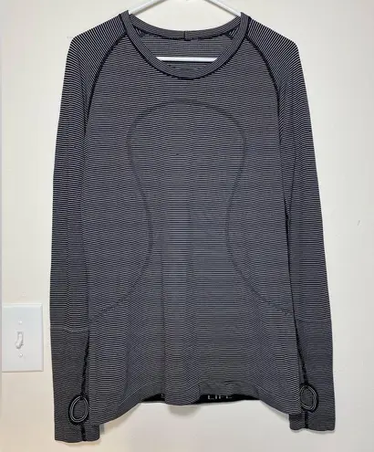 Lululemon  | Swiftly Tech Long Sleeve Crewneck Striped Active Tee Black/White 10