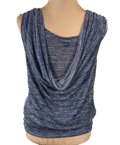 WHBM Fashion Top Marled Blue Choker Draped Size XS Extra Small